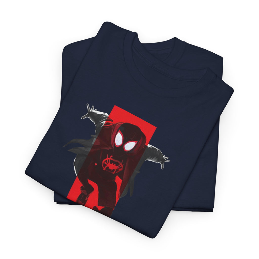 Marvel Miles Morales Spider-Man T-Shirt – Red Vertical Stripe Design | Premium Superhero Tee for Fans