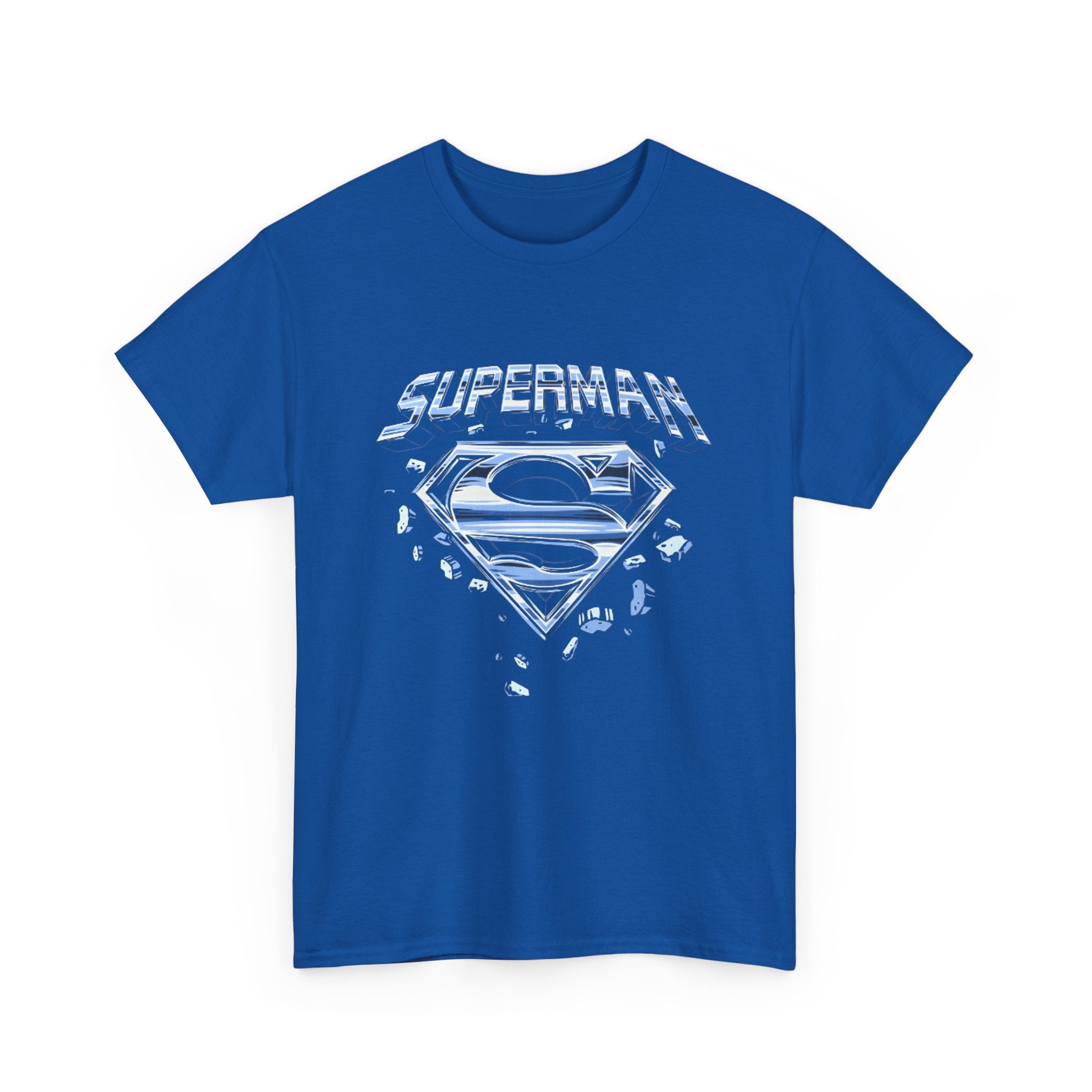 Man of Steel Metallic Logo T-Shirt — Shattered Chrome Superman Unisex Tee