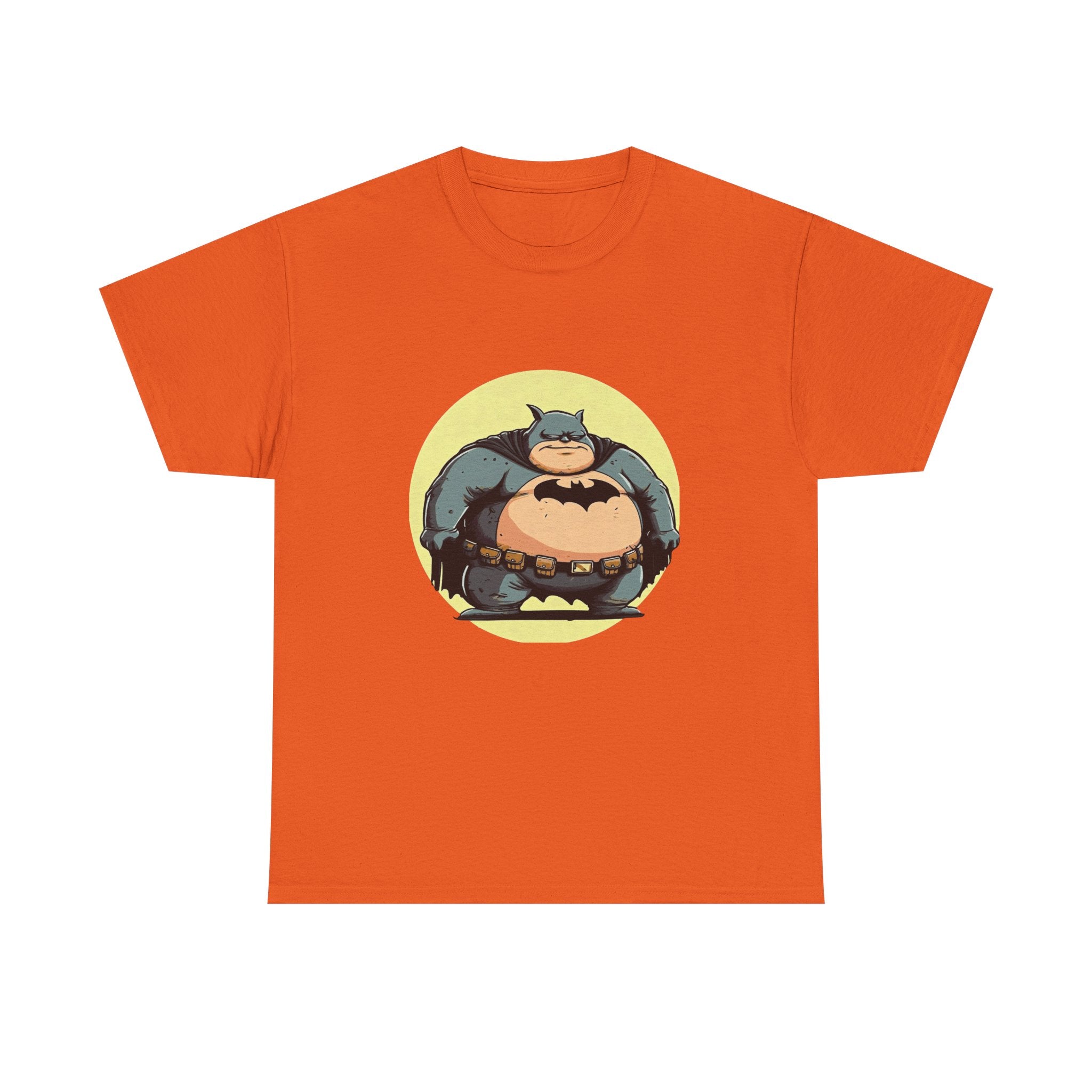 Funny Chubby Bat Hero T‑Shirt — Cute Fat Batman Parody Tee