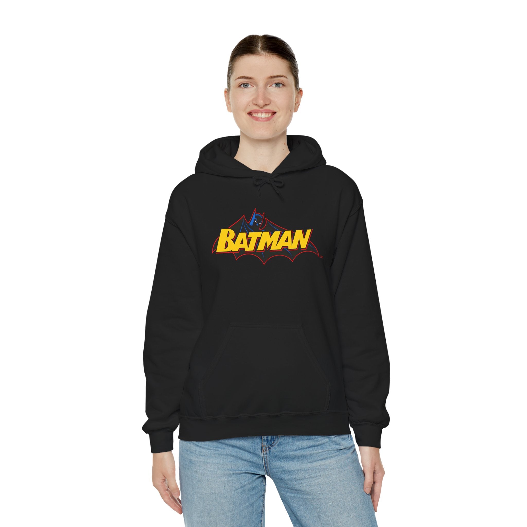 Batman DC Comics Inspired Logo Hoodie — Retro Bold Graphic Batman Sweatshirt