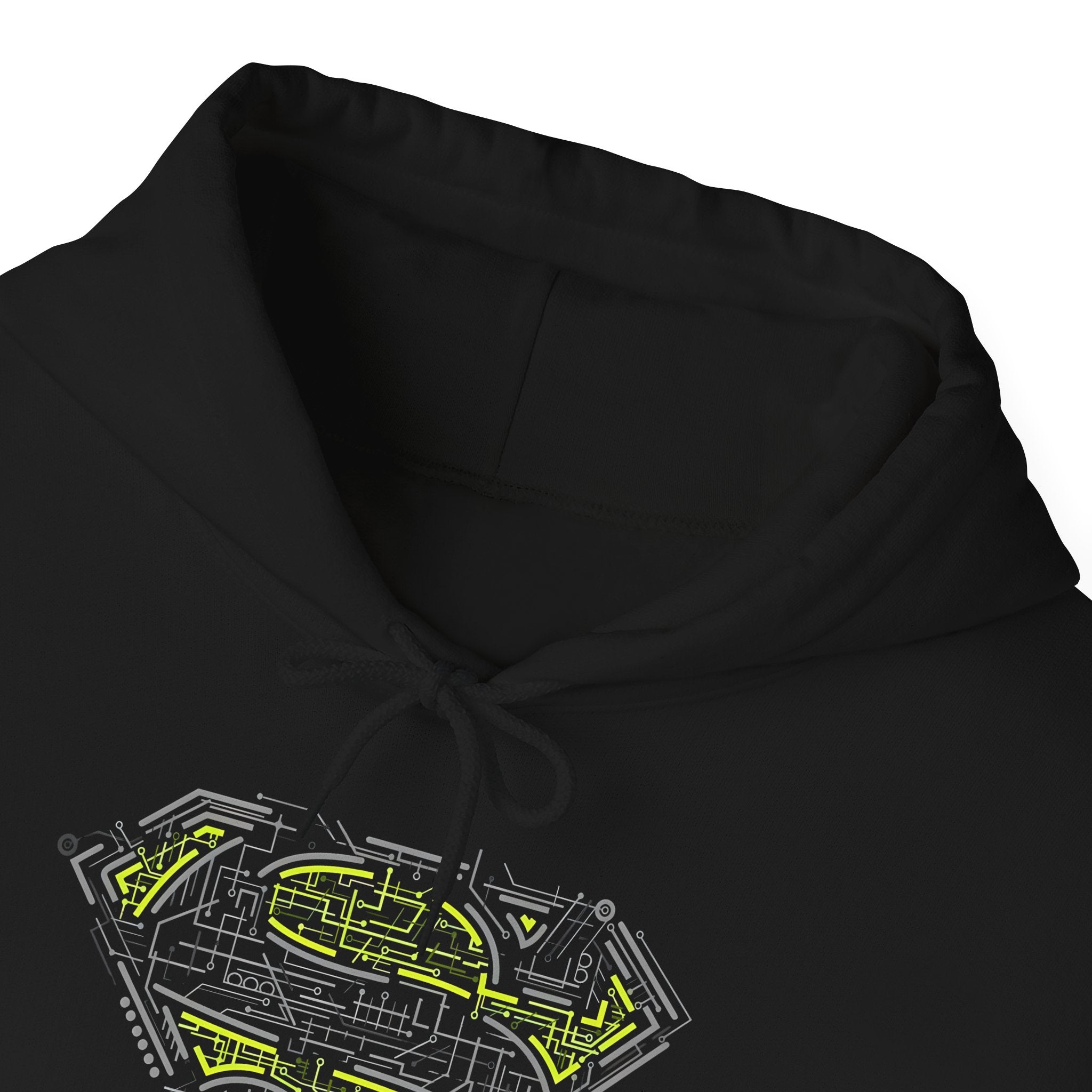 Superman Tech Shield Hoodie — Futuristic Man of Steel Fanart Logo Pullover