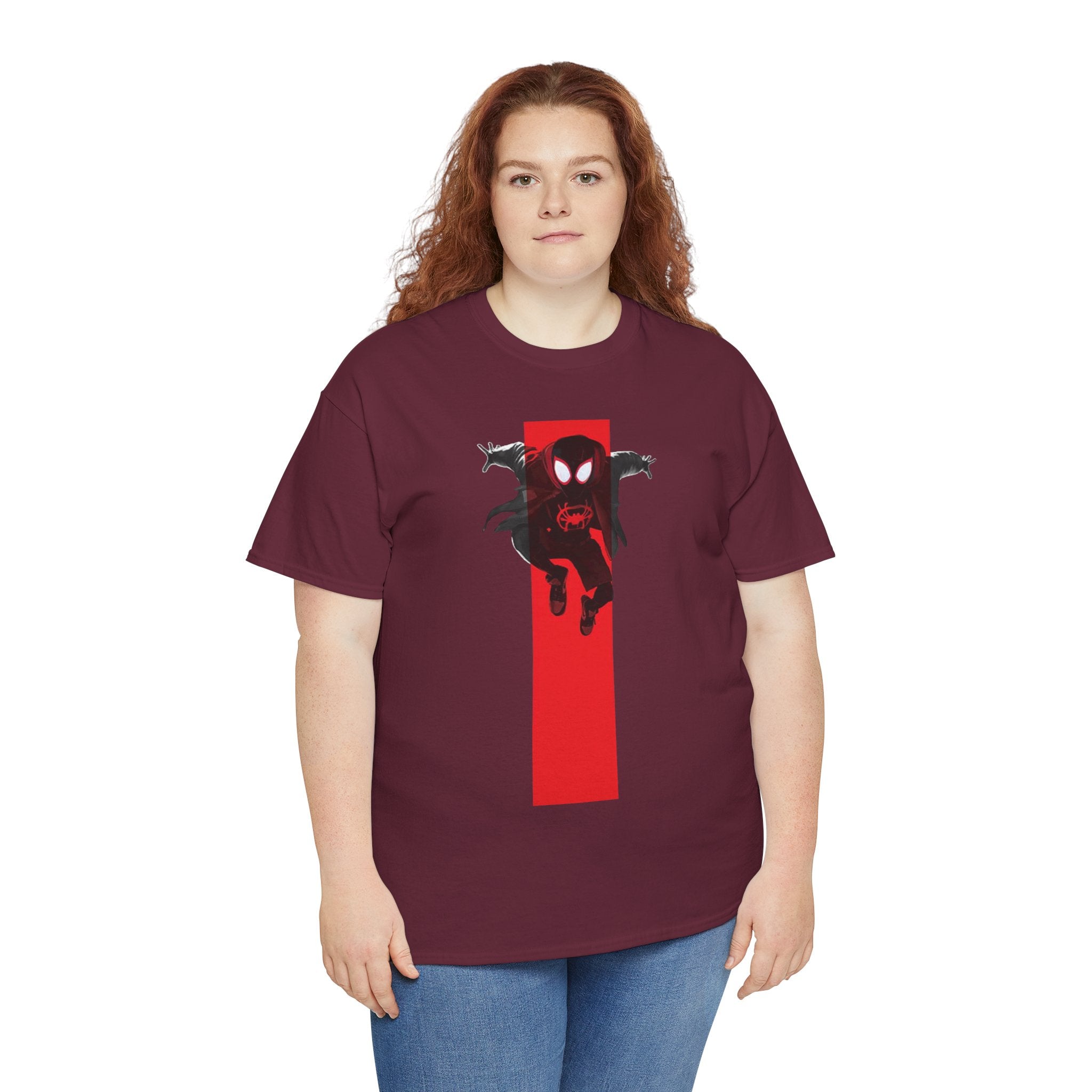Marvel Miles Morales Spider-Man T-Shirt – Red Vertical Stripe Design | Premium Superhero Tee for Fans