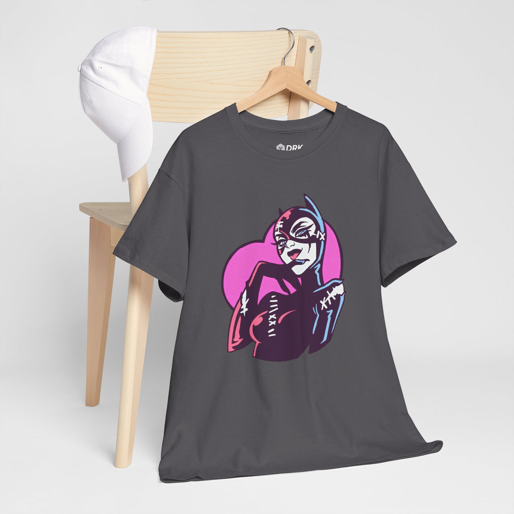 Catwoman Neon Heart Retro Comic T-Shirt — Catwoman Anti-Hero Tee
