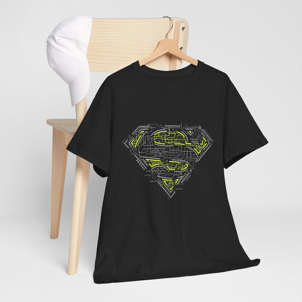 Superman Tech Shield T-Shirt — Futuristic Man of Steel Fanart Logo Tee