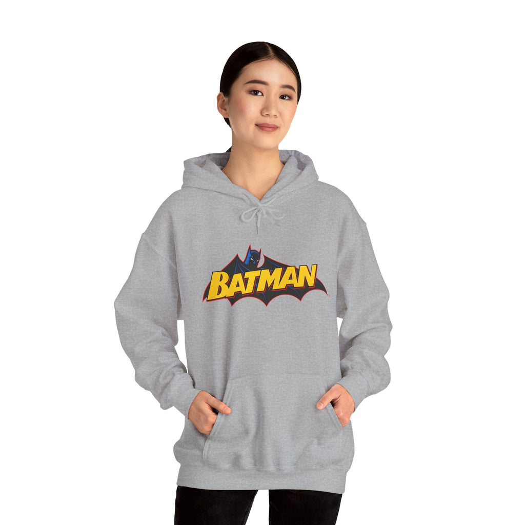 Batman DC Comics Inspired Logo Hoodie — Retro Bold Graphic Batman Sweatshirt