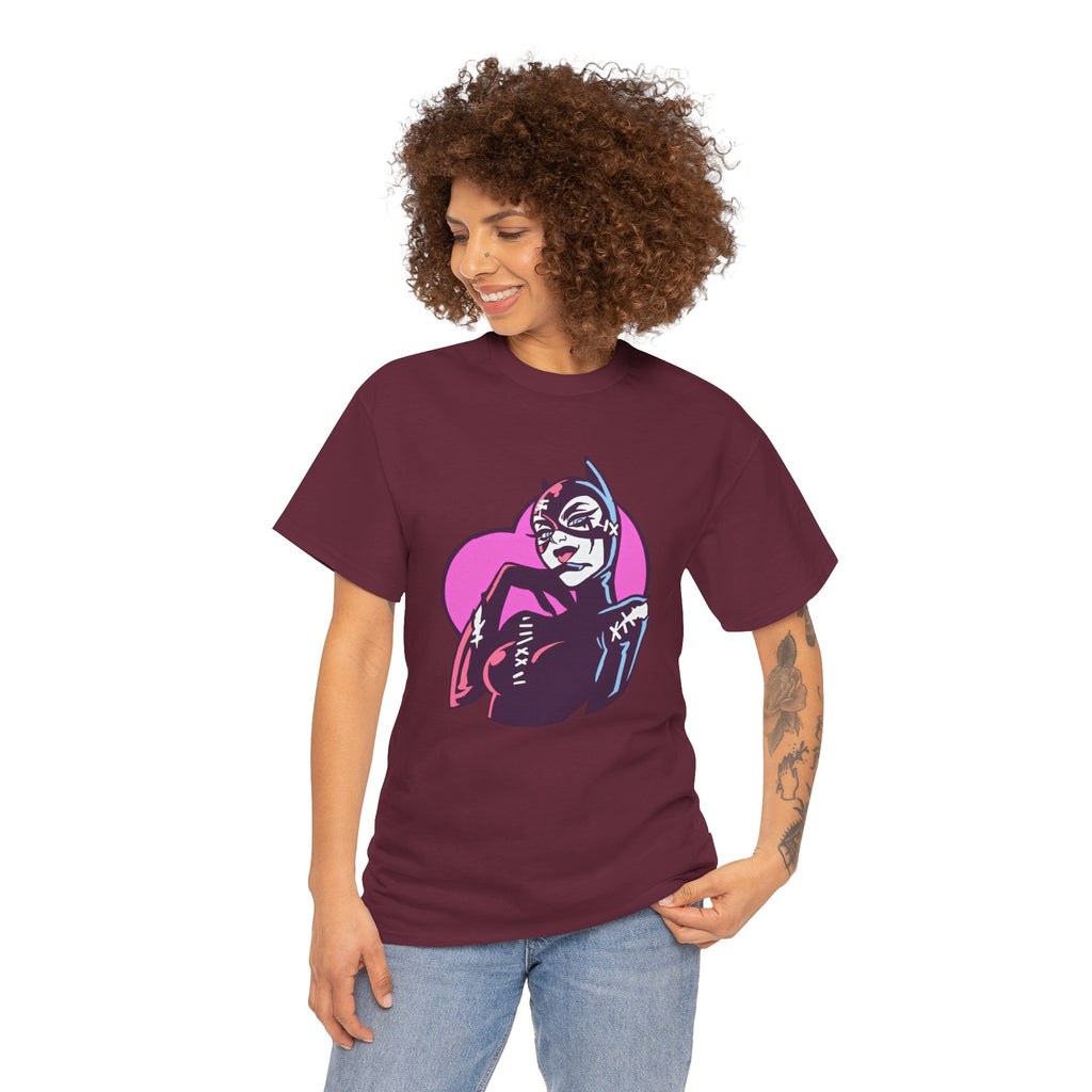 Catwoman Neon Heart Retro Comic T-Shirt — Catwoman Anti-Hero Tee