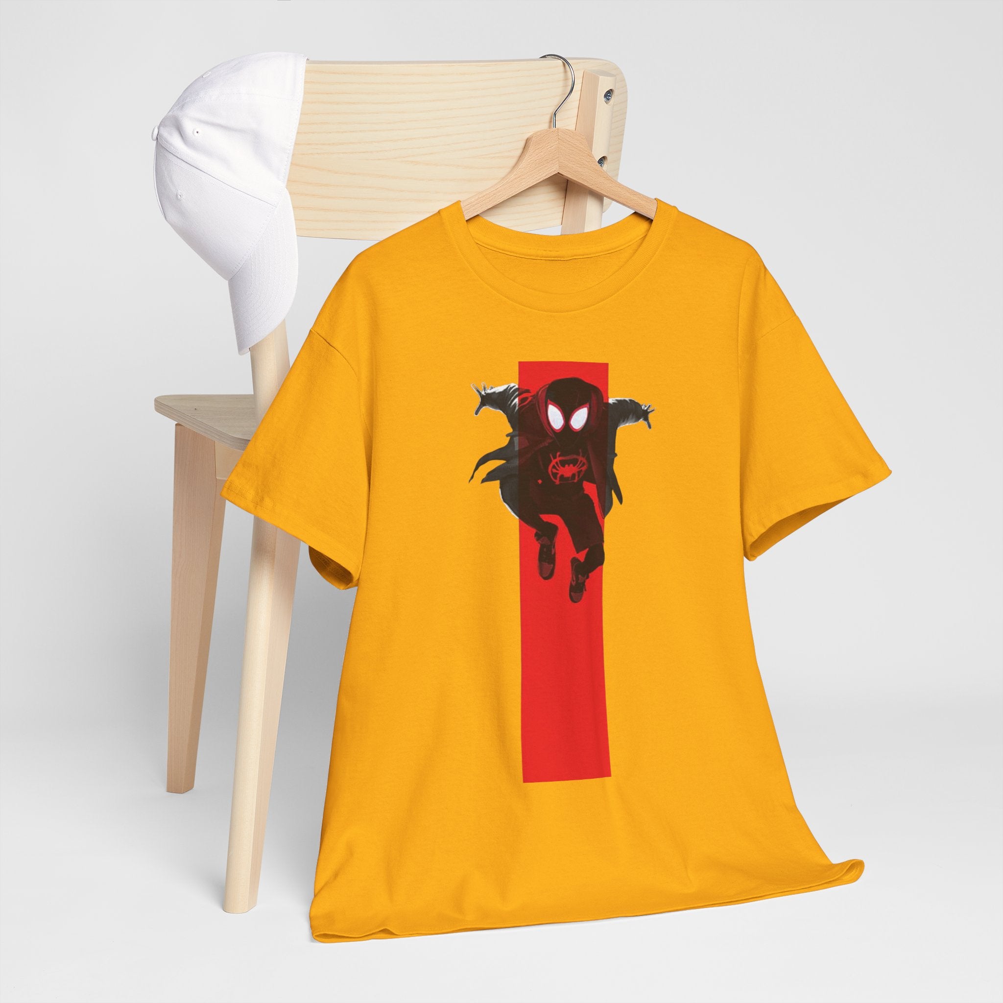 Marvel Miles Morales Spider-Man T-Shirt – Red Vertical Stripe Design | Premium Superhero Tee for Fans
