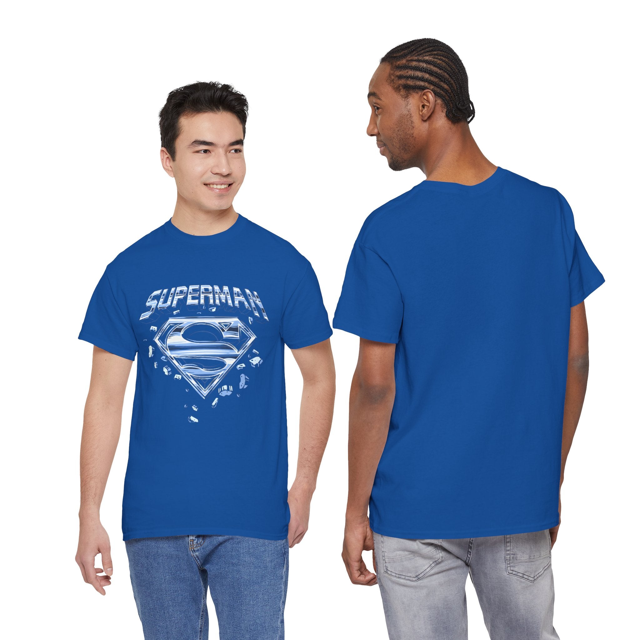 Man of Steel Metallic Logo T-Shirt — Shattered Chrome Superman Unisex Tee