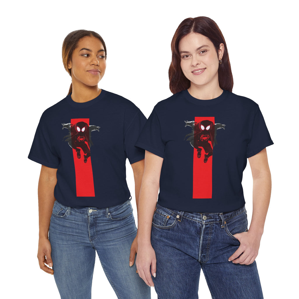 Marvel Miles Morales Spider-Man T-Shirt – Red Vertical Stripe Design | Premium Superhero Tee for Fans