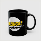 Bazinga! Retro Comic Black Ceramic Mug — 11oz & 15oz