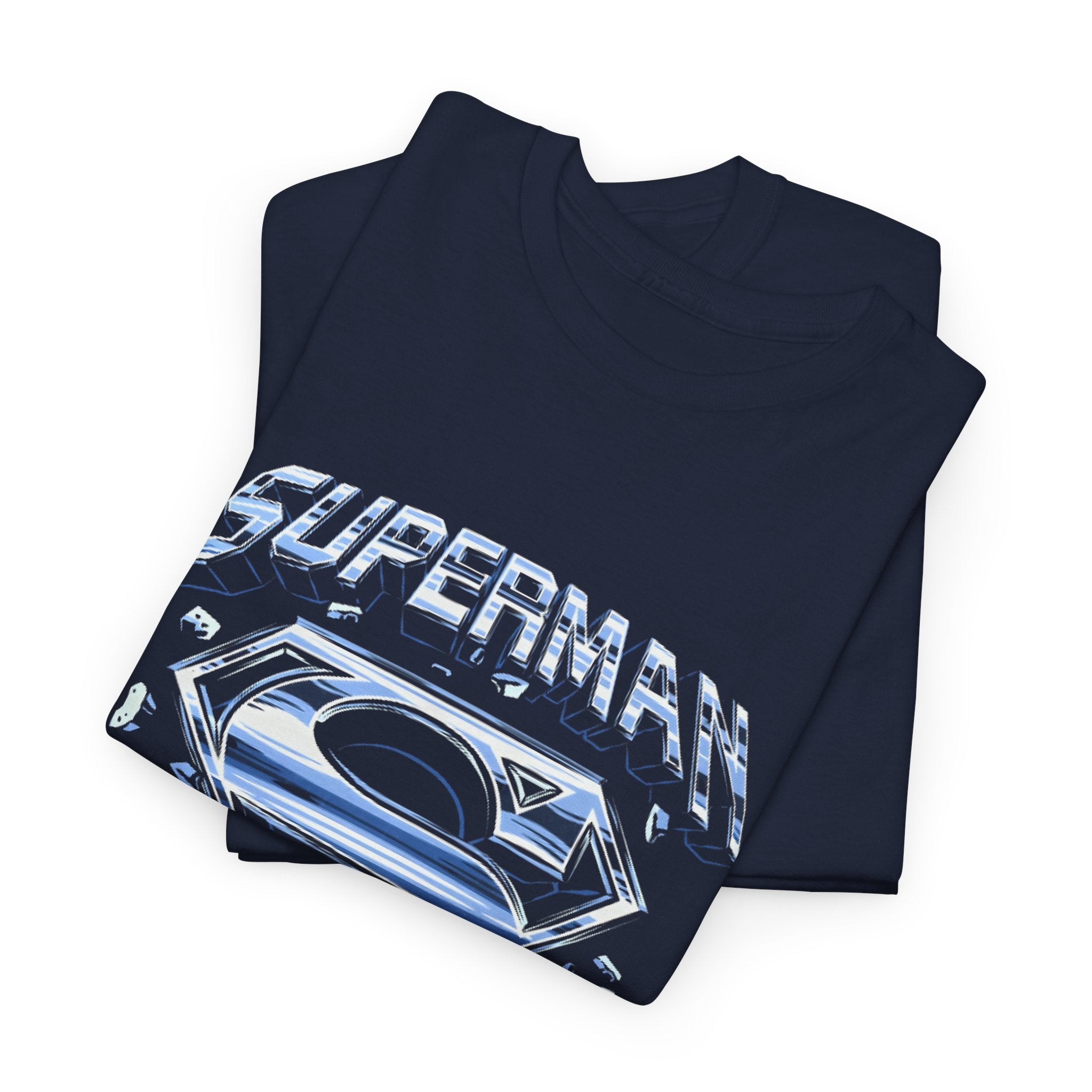 Man of Steel Metallic Logo T-Shirt — Shattered Chrome Superman Unisex Tee