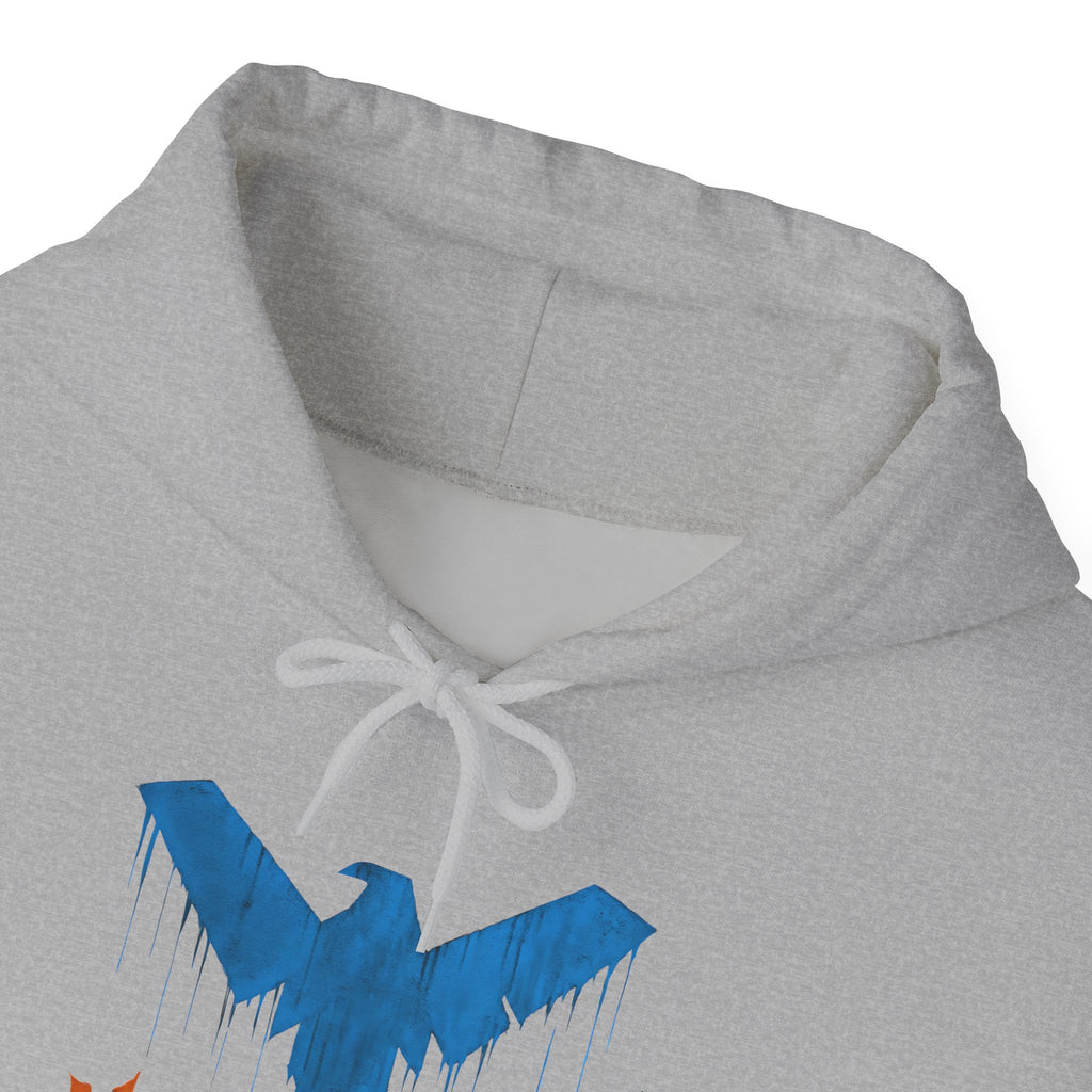 Nightwing Logo Hoodie — Dick Grayson Blue Bat Graphic Pullover