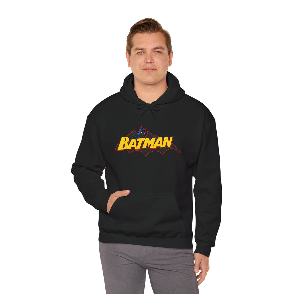 Batman DC Comics Inspired Logo Hoodie — Retro Bold Graphic Batman Sweatshirt