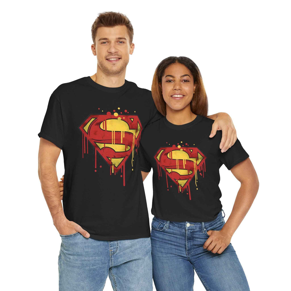 Superman Graffiti Dripping S Shield Black Unisex T-Shirt