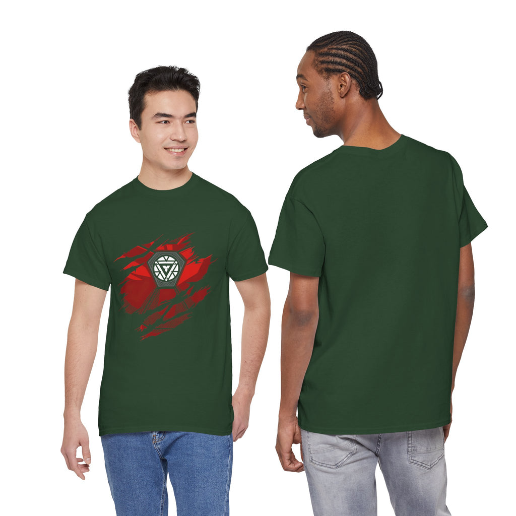 Iron Man Reactor Ripped Chest Graphic Tee — Toni Stark 2026 Tee