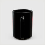 Justice League Logo Black Mug — Red Emblem Coffee Ceramic Cup (11oz/15oz)