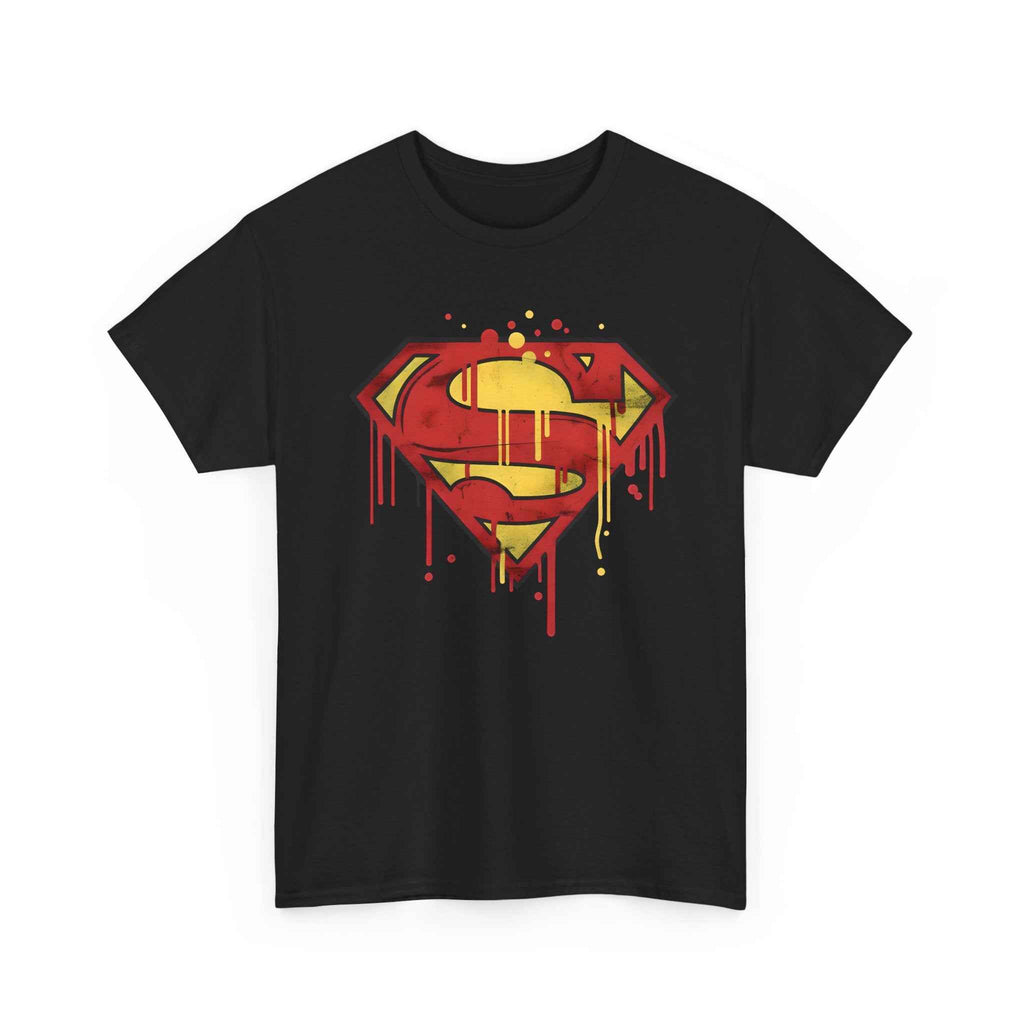 Superman Graffiti Dripping S Shield Black Unisex T-Shirt