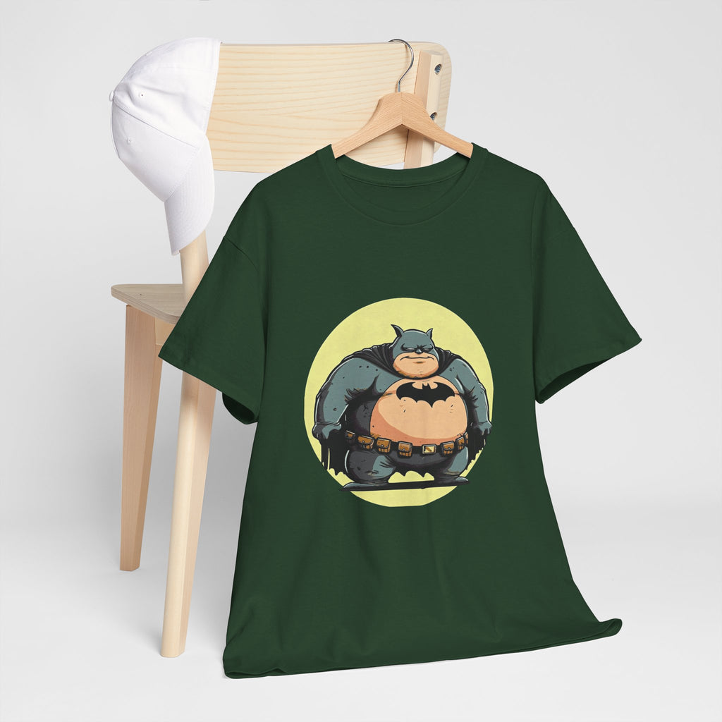 Funny Chubby Bat Hero T‑Shirt — Cute Fat Batman Parody Tee