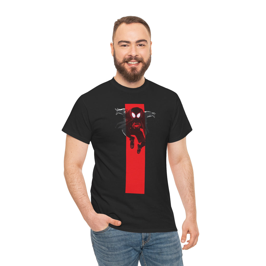 Marvel Miles Morales Spider-Man T-Shirt – Red Vertical Stripe Design | Premium Superhero Tee for Fans