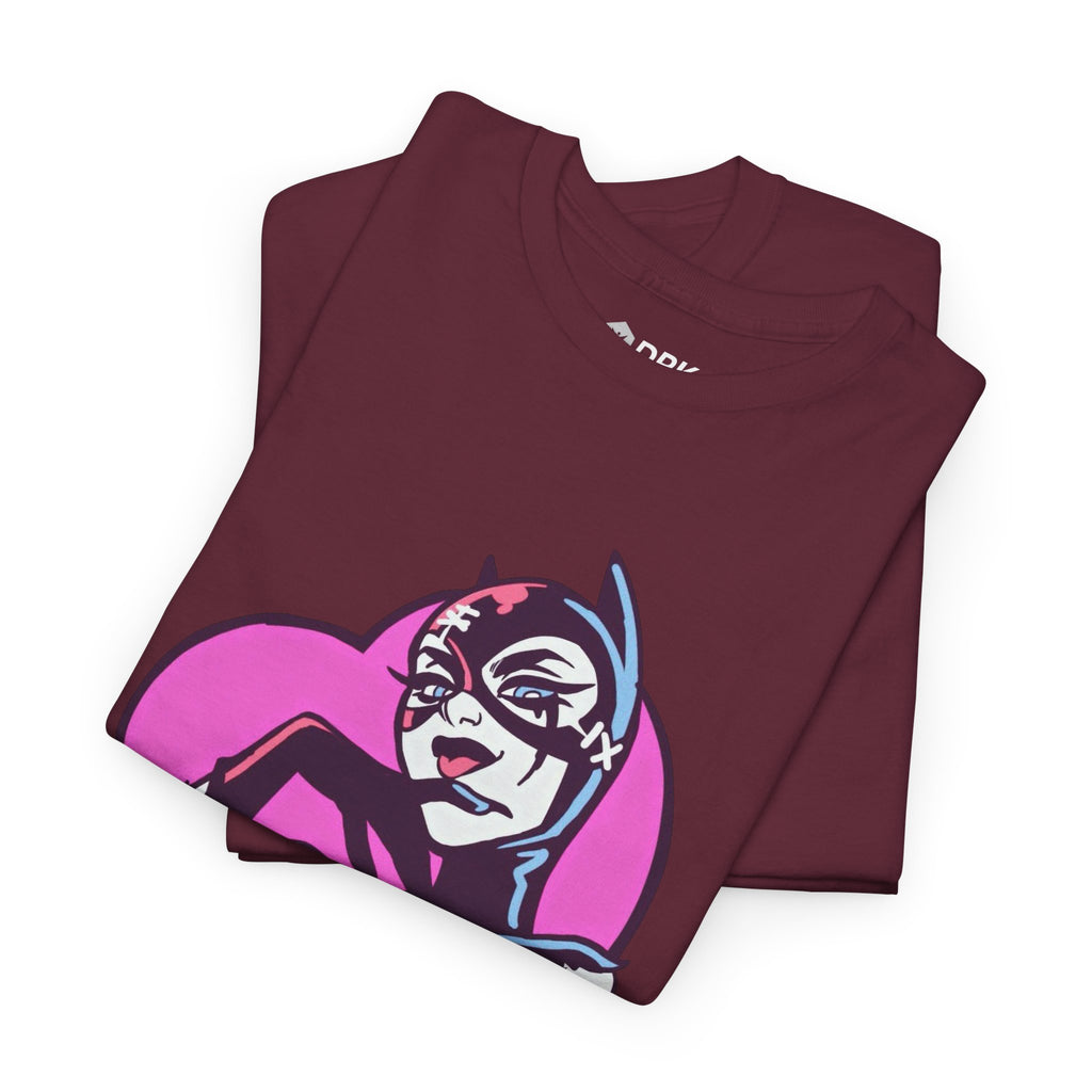 Catwoman Neon Heart Retro Comic T-Shirt — Catwoman Anti-Hero Tee