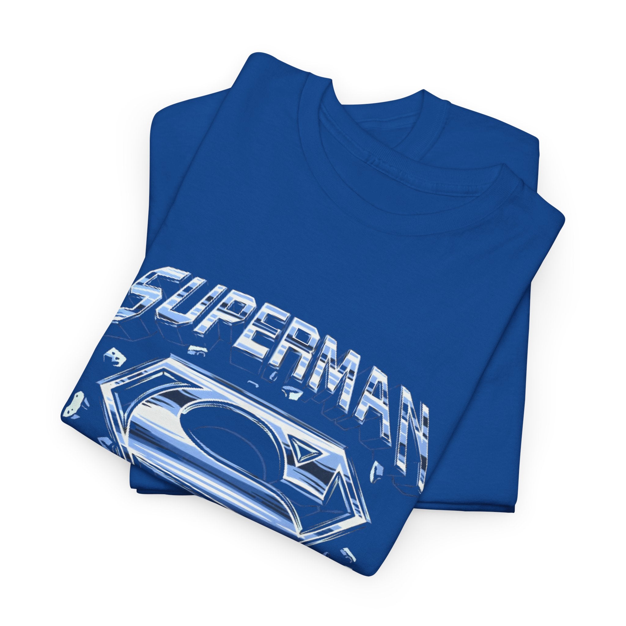 Man of Steel Metallic Logo T-Shirt — Shattered Chrome Superman Unisex Tee