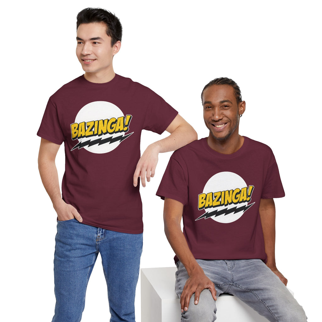 Flash Parody: A fan tribute Unisex T-shirt - DC Flash logo with Sheldon's catchphrase "Bazinga!"