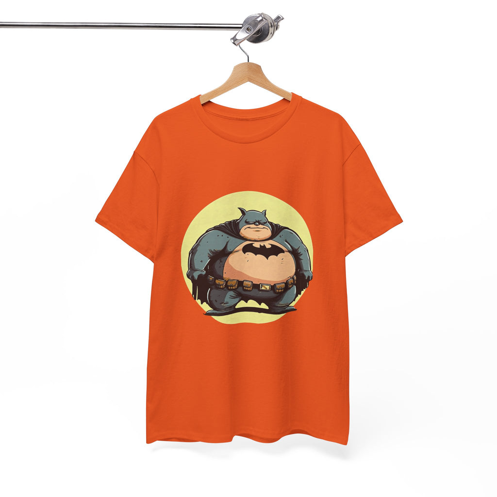 Funny Chubby Bat Hero T‑Shirt — Cute Fat Batman Parody Tee