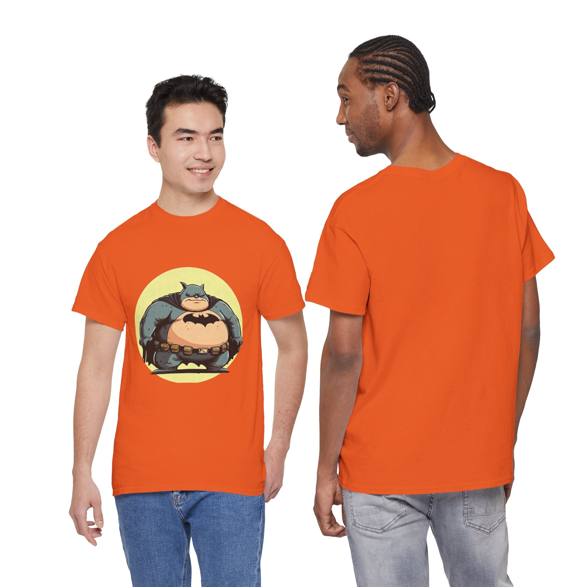 Funny Chubby Bat Hero T‑Shirt — Cute Fat Batman Parody Tee