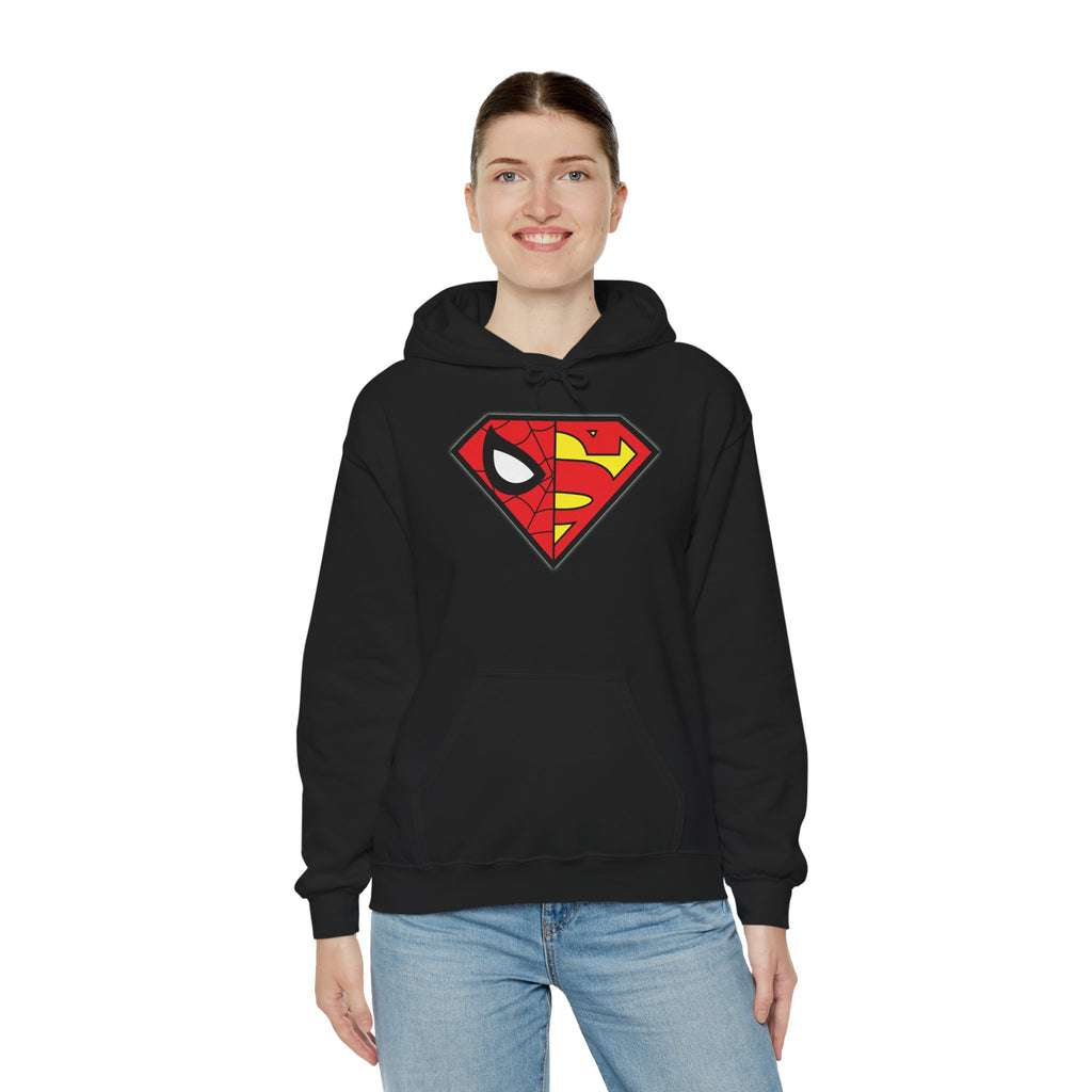 Spider-Man x Superman Logo Hoodie — Superhero Mashup Pullover