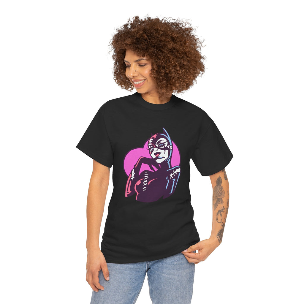 Catwoman Neon Heart Retro Comic T-Shirt — Catwoman Anti-Hero Tee