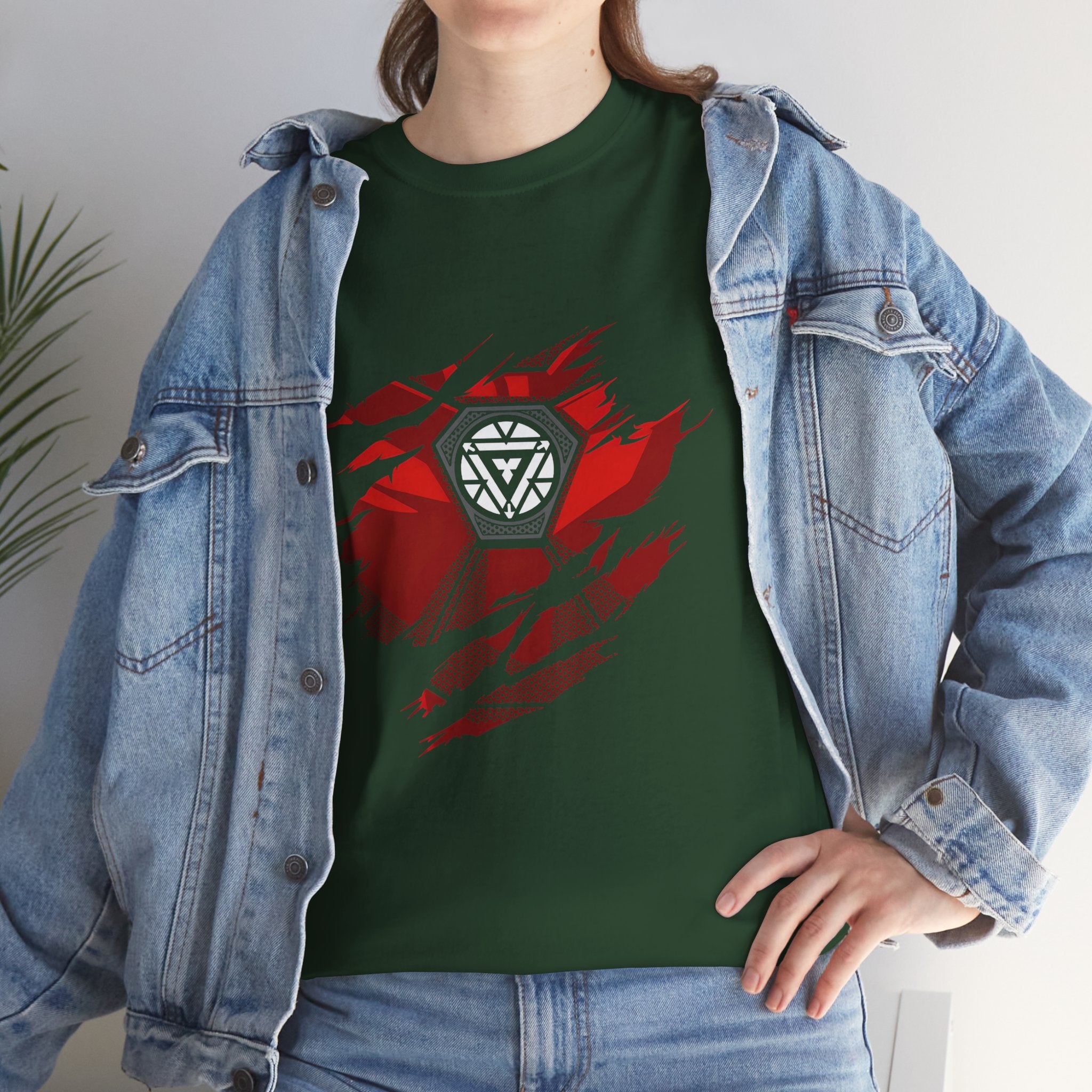 Iron Man Reactor Ripped Chest Graphic Tee — Toni Stark 2026 Tee