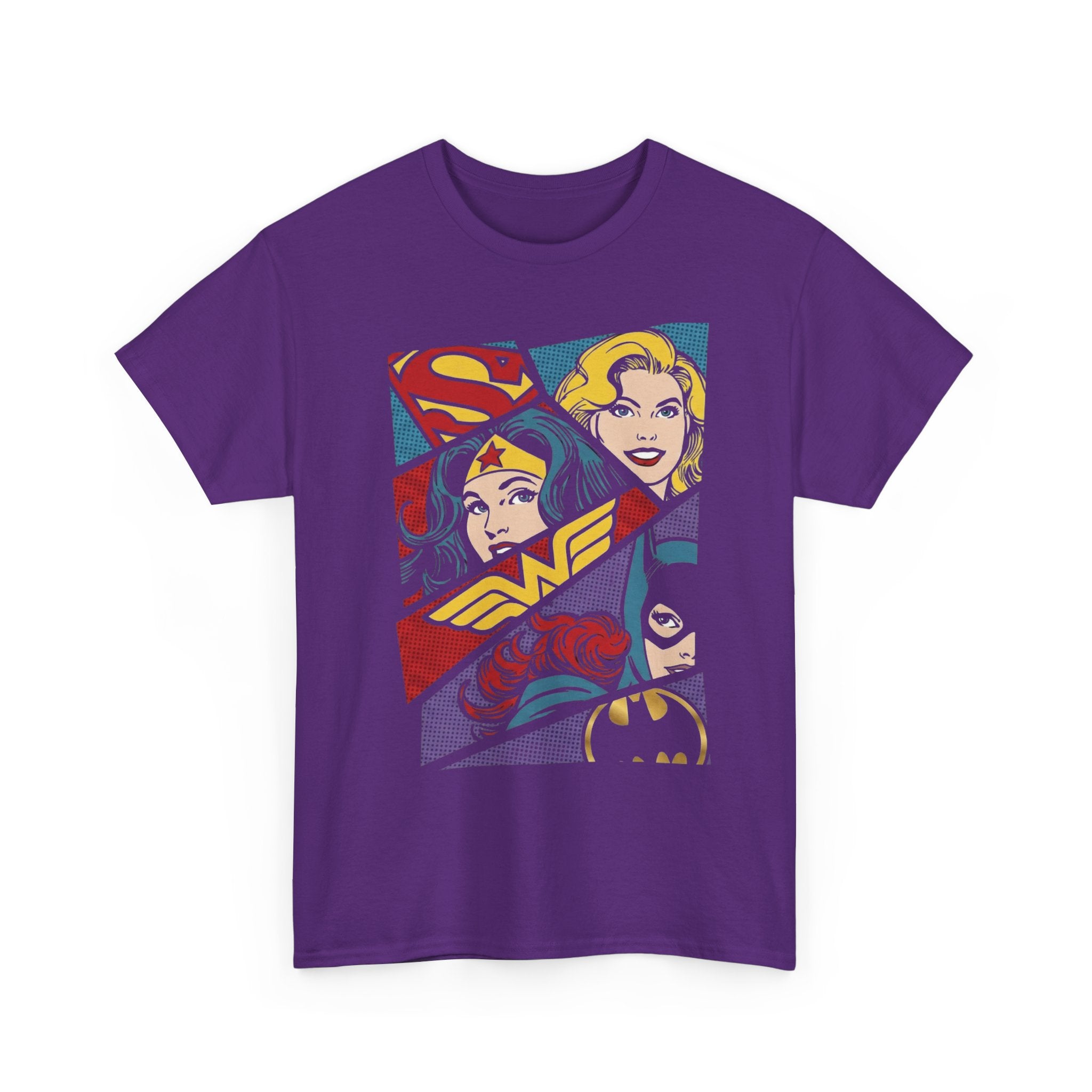 DC Girls Superhero Collage T‑Shirt — Wonder Woman, Supergirl & Batgirl Comic Tee