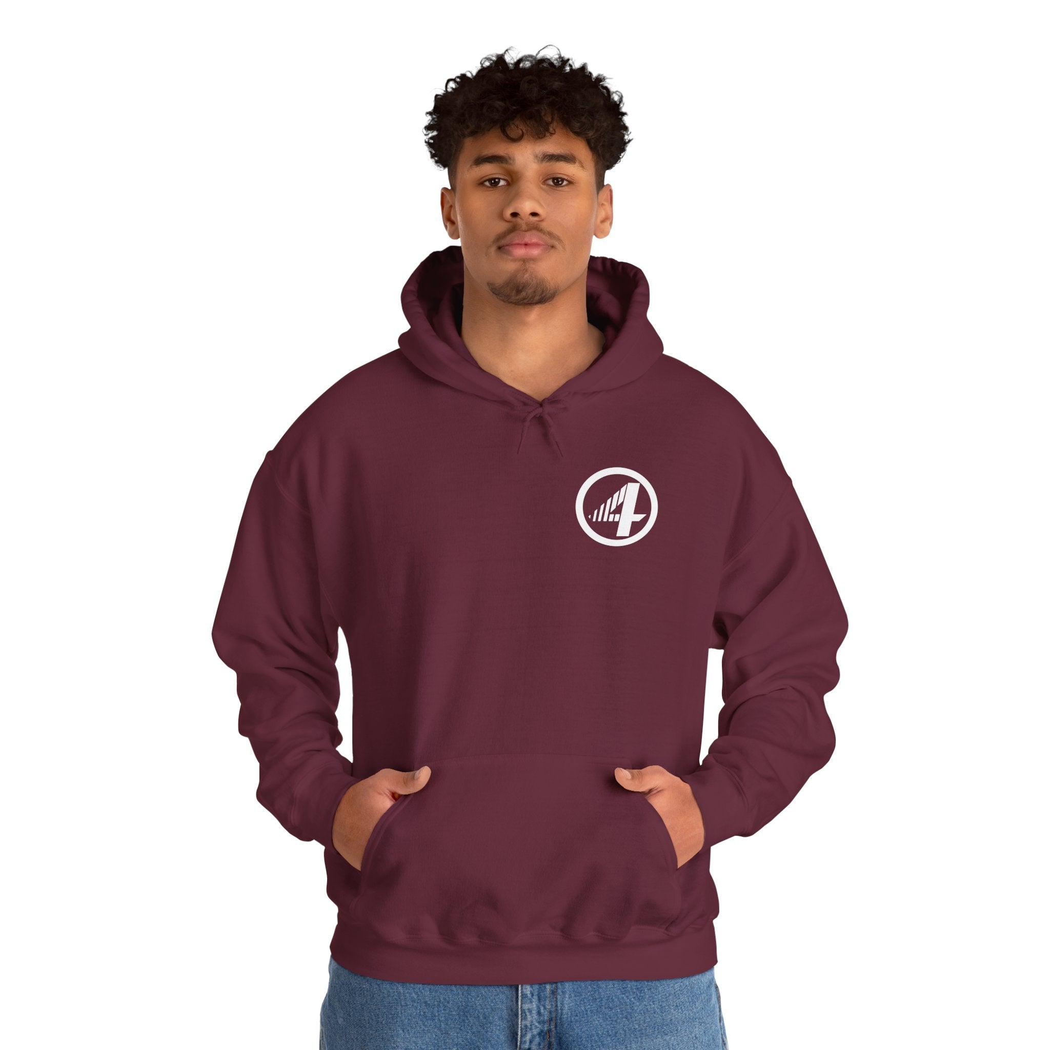 Fantastic Four Retro Logo Hoodie — Minimalist Vintage Comic Pullover