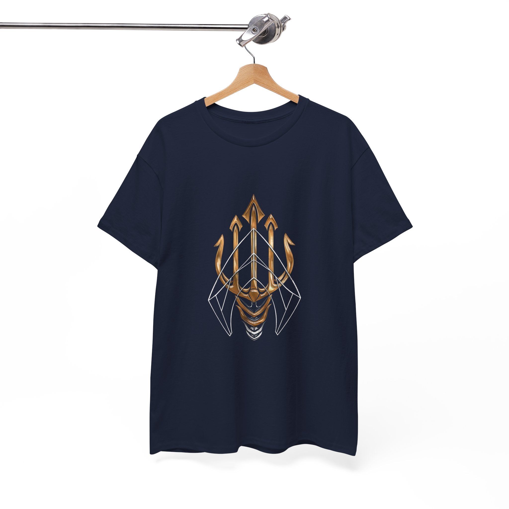 Gold Aquaman Trident Graphic Tee – Jason Momoa Aquaman Logo T-Shirt