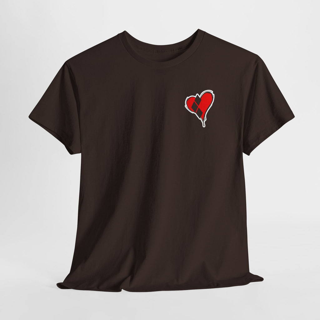 Harlequin Heart Tee — Joker-Inspired Playing Card Graphic T-Shirt