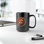 Classic DC Flash Lightning Bolt Mug - Scarlet Speedster Black Coffee Mug-  11oz & 15oz Speed Force Drinkware