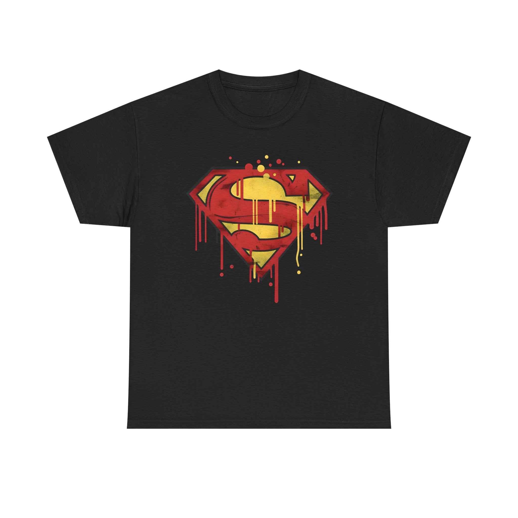 Superman Graffiti Dripping S Shield Black Unisex T-Shirt