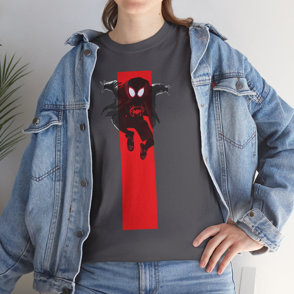 Marvel Miles Morales Spider-Man T-Shirt – Red Vertical Stripe Design | Premium Superhero Tee for Fans