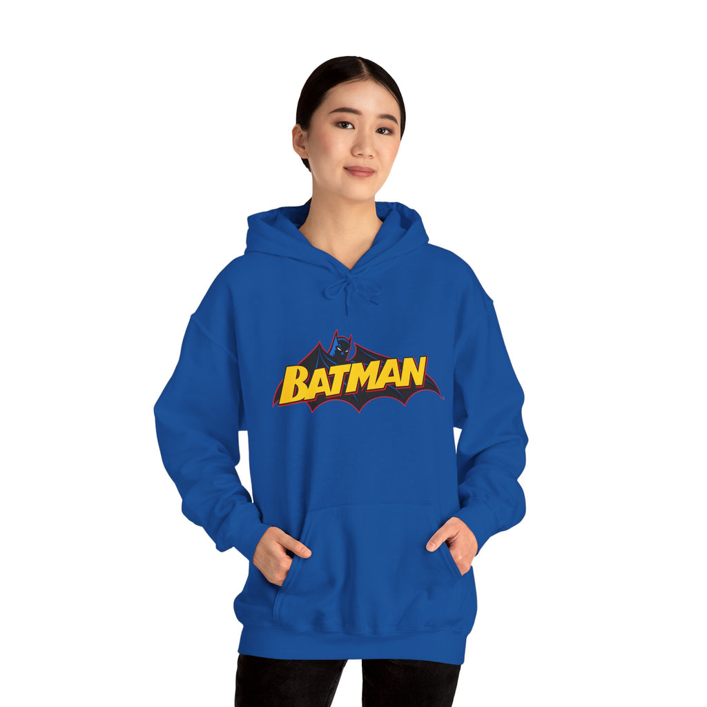 Batman DC Comics Inspired Logo Hoodie — Retro Bold Graphic Batman Sweatshirt