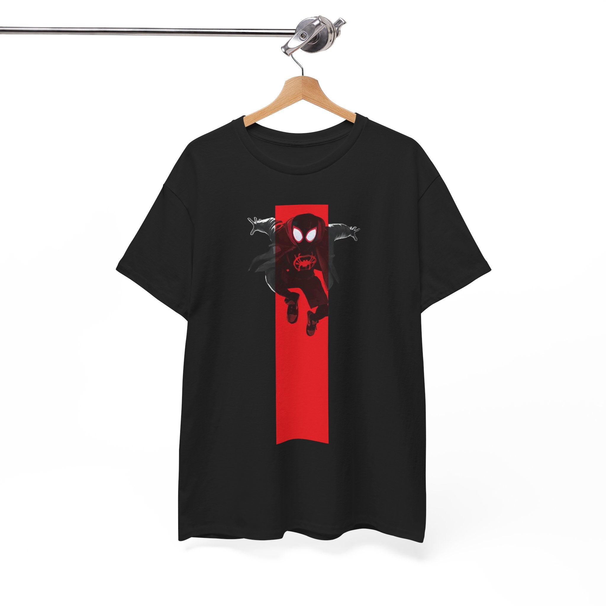 Marvel Miles Morales Spider-Man T-Shirt – Red Vertical Stripe Design | Premium Superhero Tee for Fans