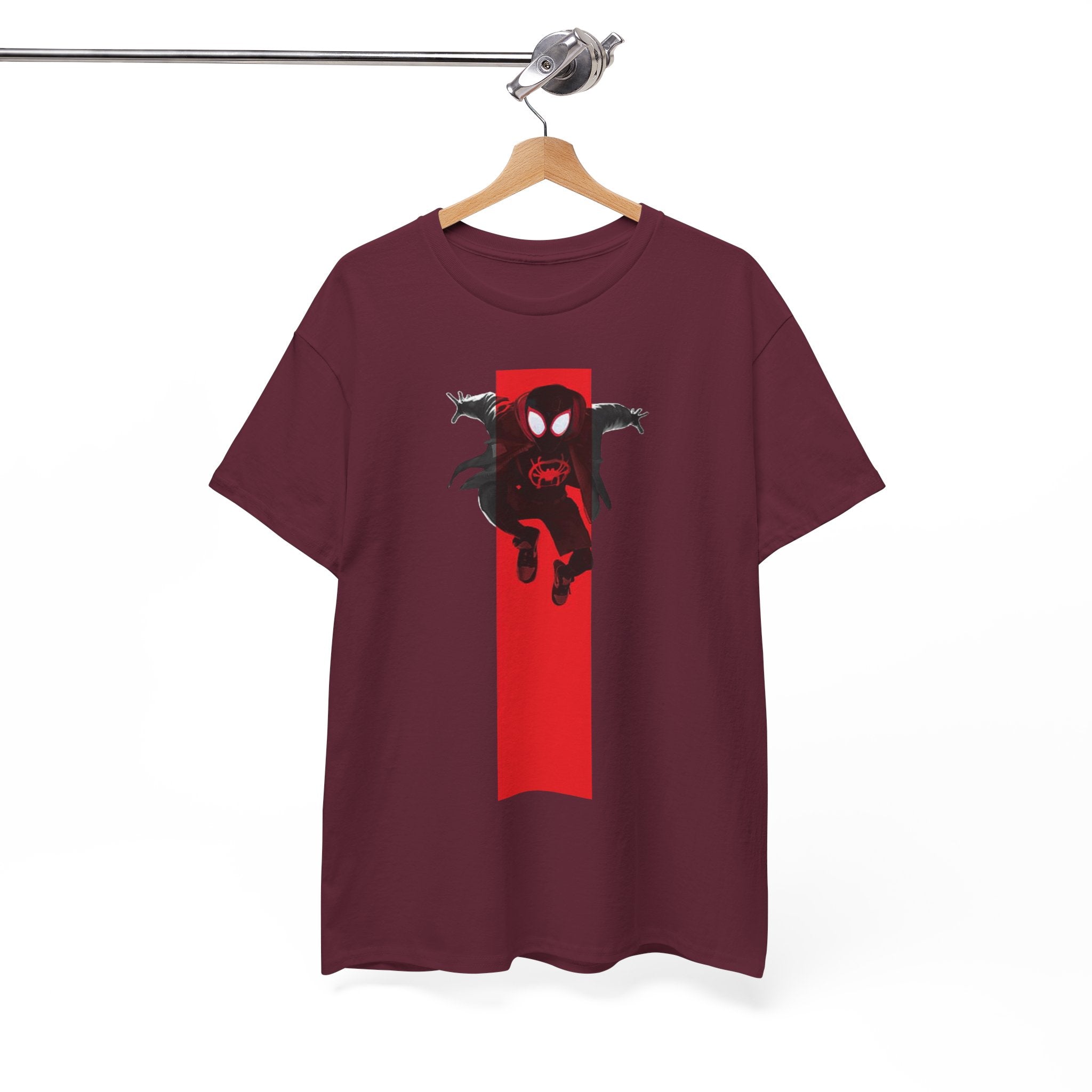 Marvel Miles Morales Spider-Man T-Shirt – Red Vertical Stripe Design | Premium Superhero Tee for Fans