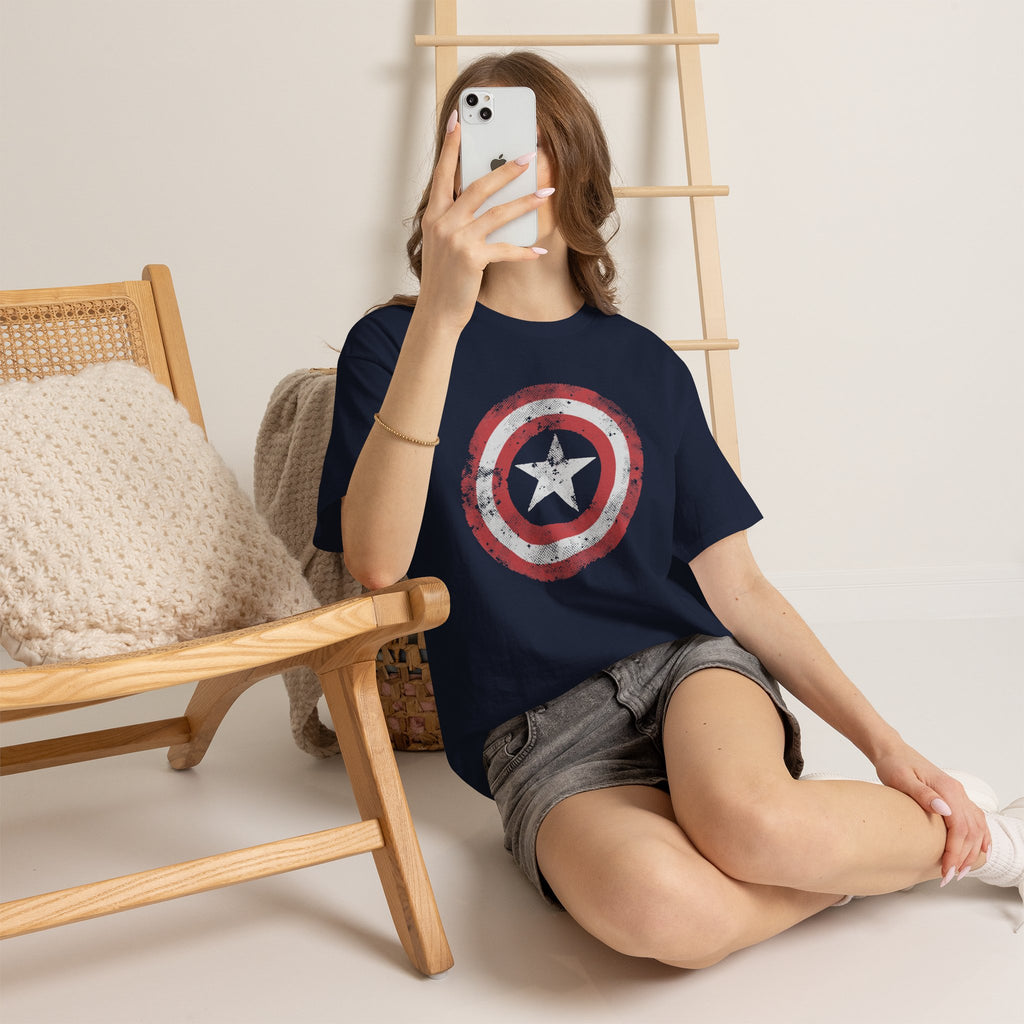 Vintage Captain America Shield Star T-Shirt - Unisex Distressed Avengers Tee