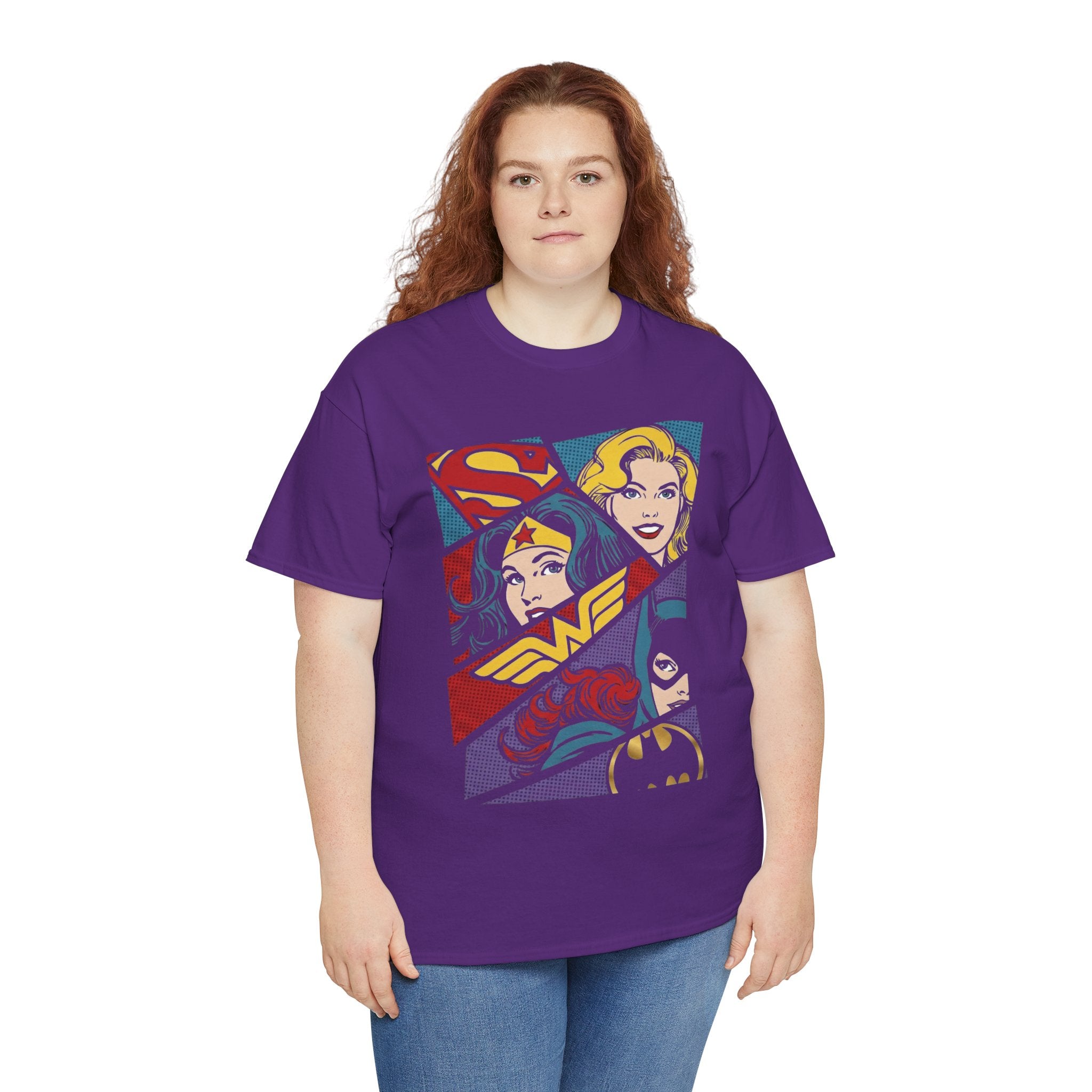 DC Girls Superhero Collage T‑Shirt — Wonder Woman, Supergirl & Batgirl Comic Tee