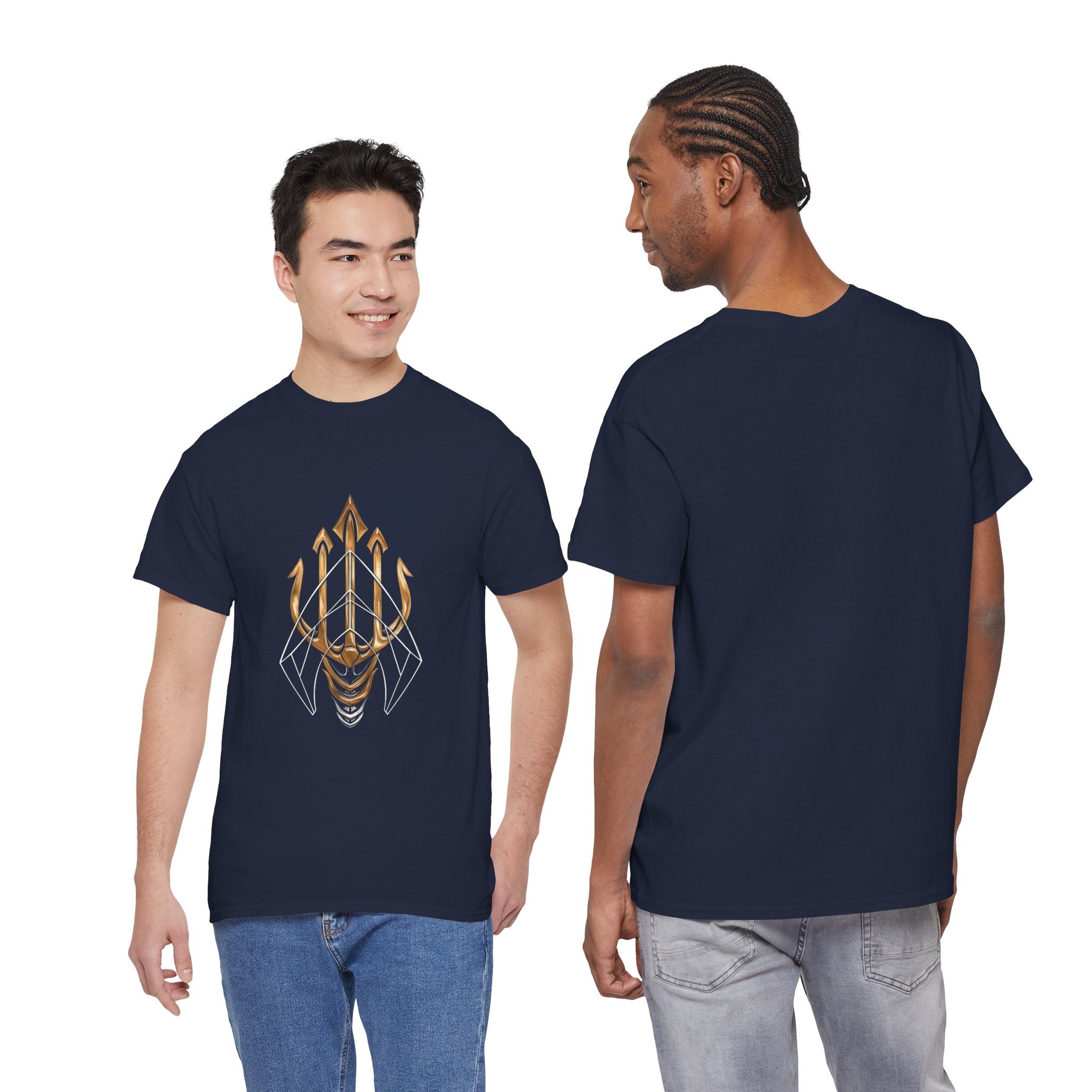 Gold Aquaman Trident Graphic Tee – Jason Momoa Aquaman Logo T-Shirt