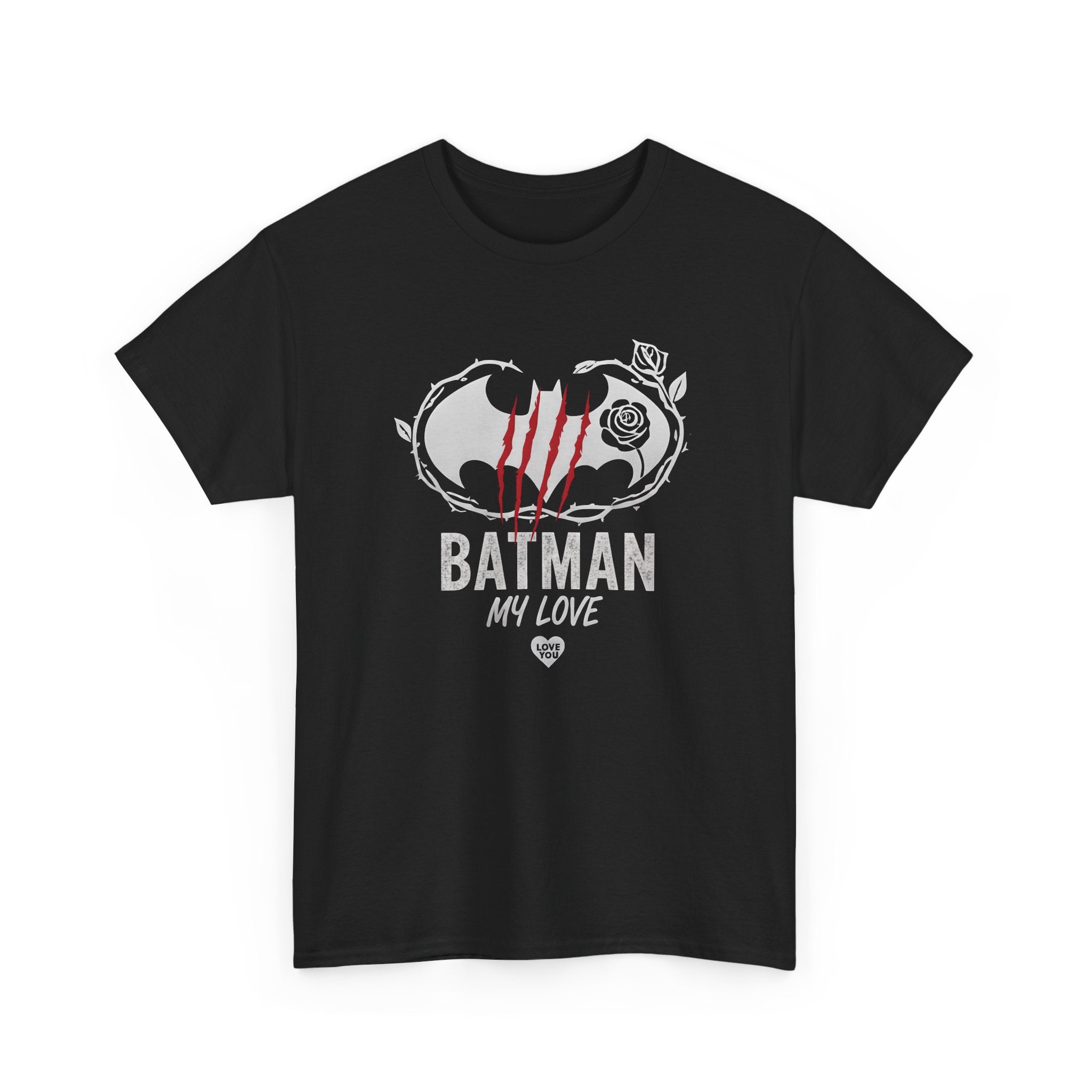 DC Batman "My Love" Heart Logo T-Shirt — Romantic Valentine’s Gift for Partners