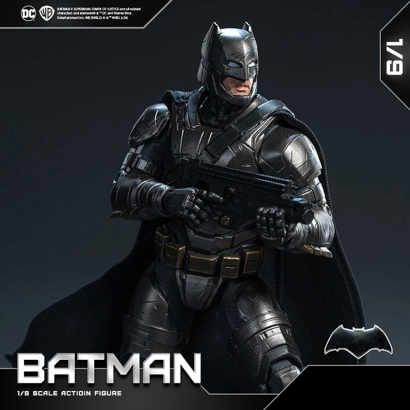 Batman action figure with tactical gear on a dark background
